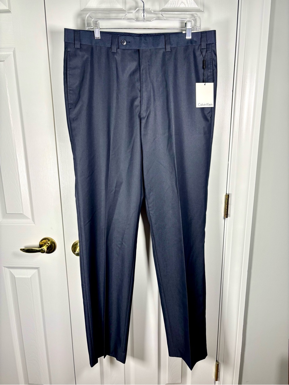 NEW Calvin Klein Navy Blue Dress Flat Front Pants 36Wx34L